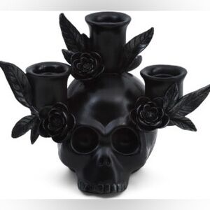 Christian Lacroix Oaxacan Clay Goth Halloween Skull Candle Holder